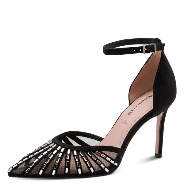 Mesh Jewel-Embellished Stiletto Pumps