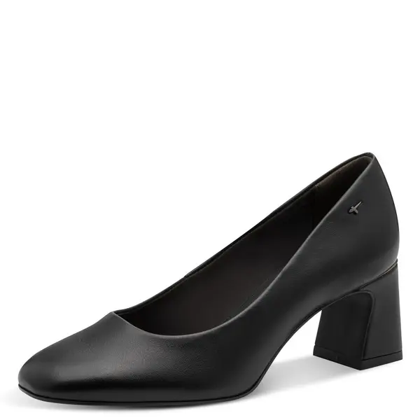 Square-Toe Block Heels Leather Pump