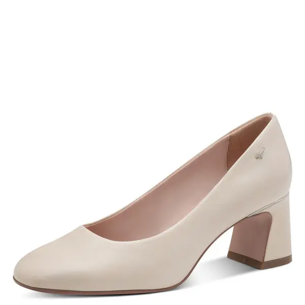 Square-Toe Block Heels Leather Pump