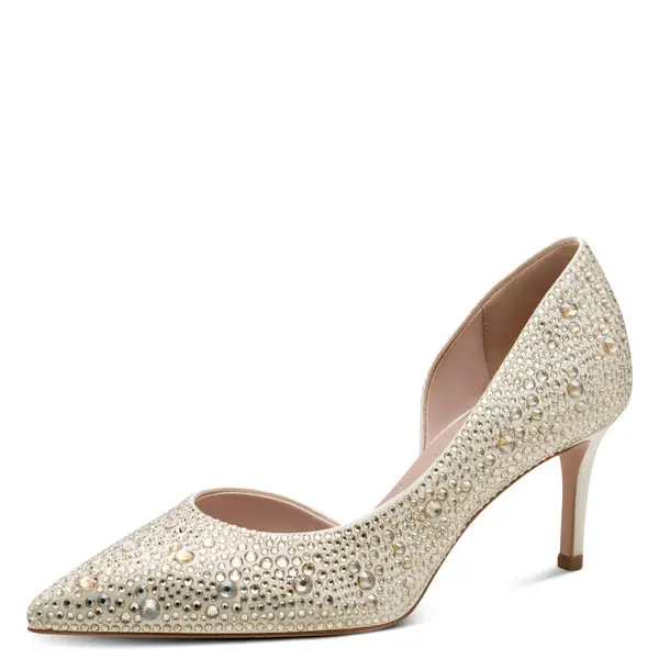 Crystal-Embellished Heeled D'Orsay Pumps