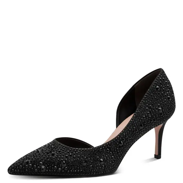 Crystal-Embellished Heeled D'Orsay Pumps