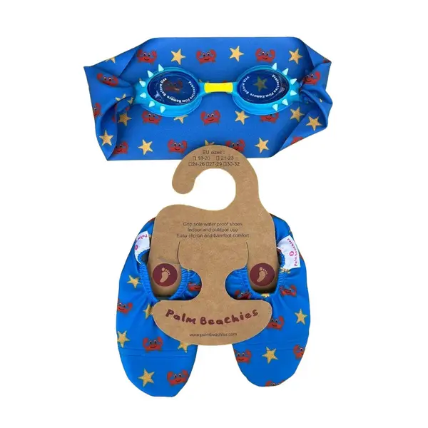 Baby Girl Set of Swim Goggles & Crab Printed Beach Slippers - Small