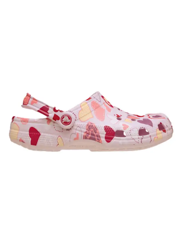 Toddler Classic VDay Clog Pink with Hearts