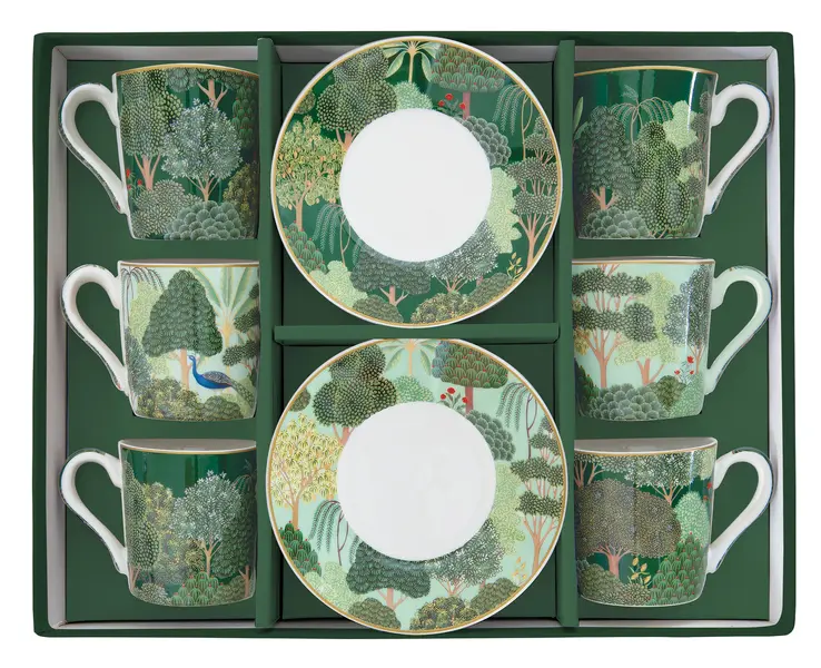 Set Of 6 - Woodland Coffee Cup Set