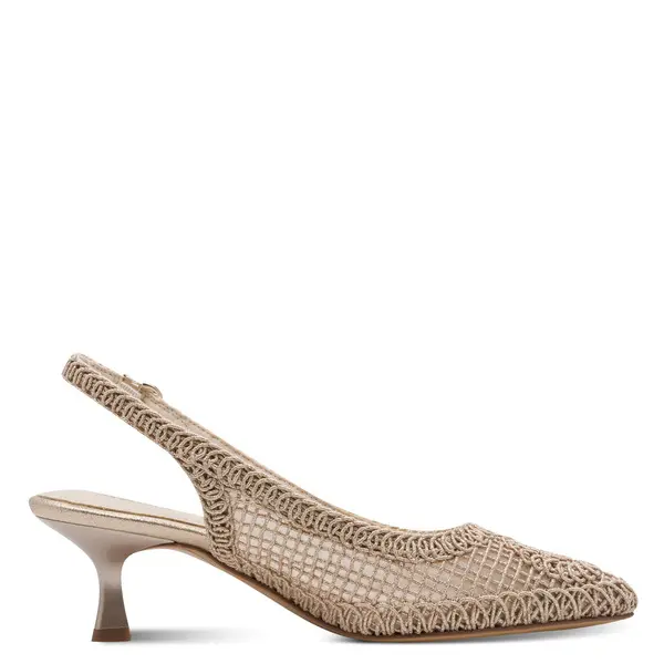 Woven Mesh Pointed-Toe Kitten Heels Pump