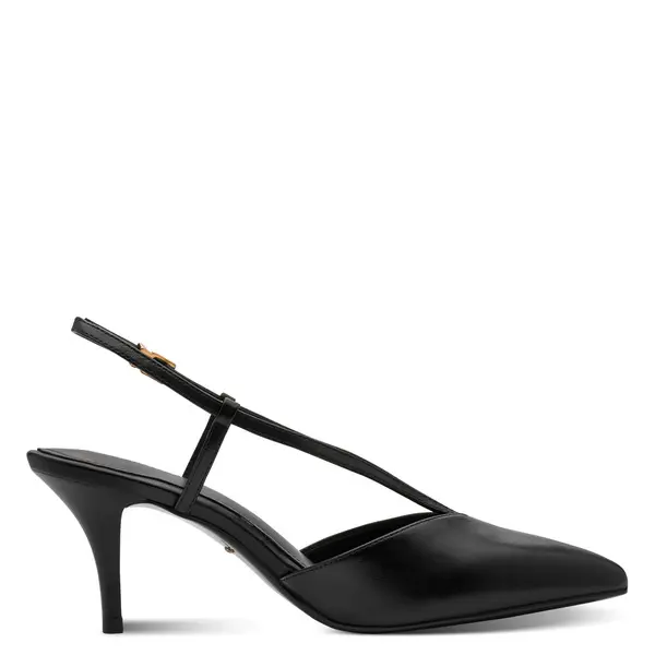 Leather Pointed-Toe Strappy Slingback Pumps