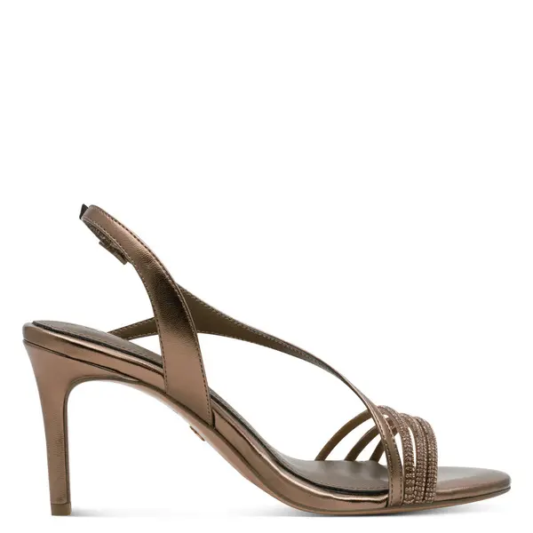 Metallic Bronze Embellished Stiletto Sandals