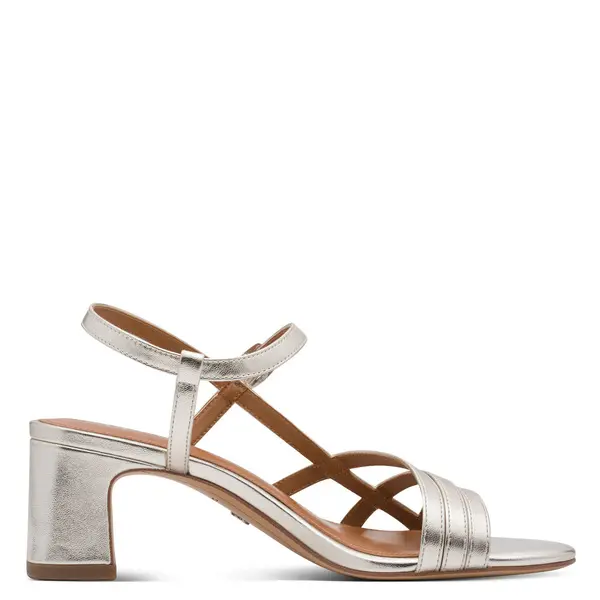 Criss-Cross Patent Mid-Block Heel Sandals