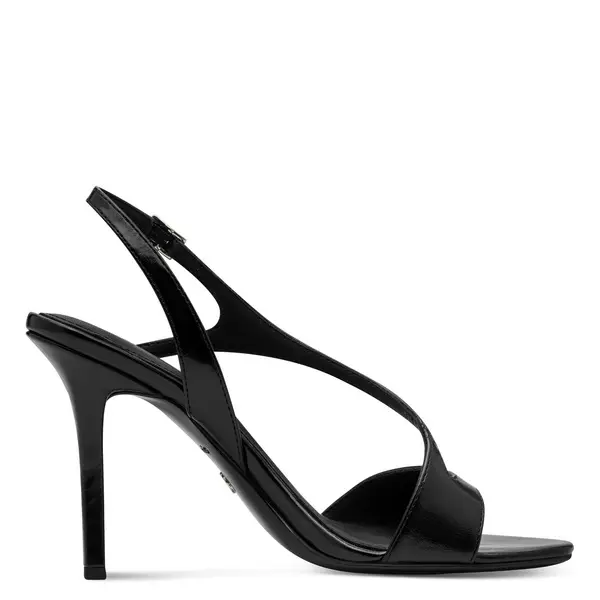 Glossy Asymmetric Slingback Stiletto Sandals