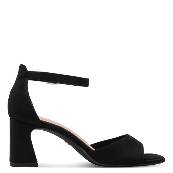 Suede Ankle-Strap Block Heels Sandals