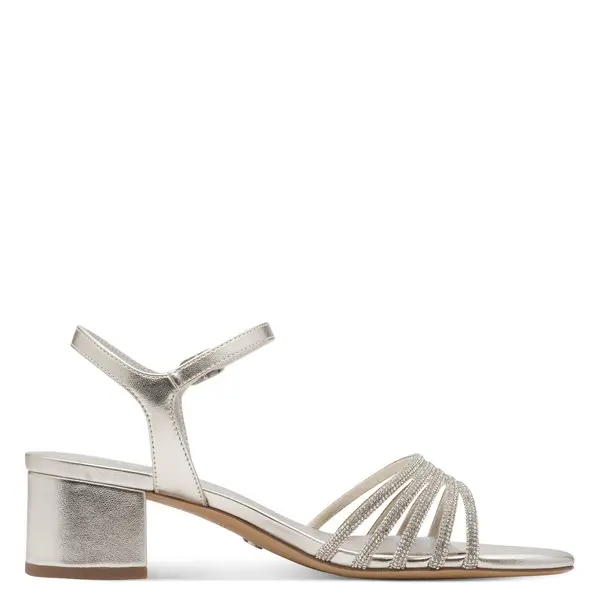Shimmer Strappy Low Block Heel Sandals
