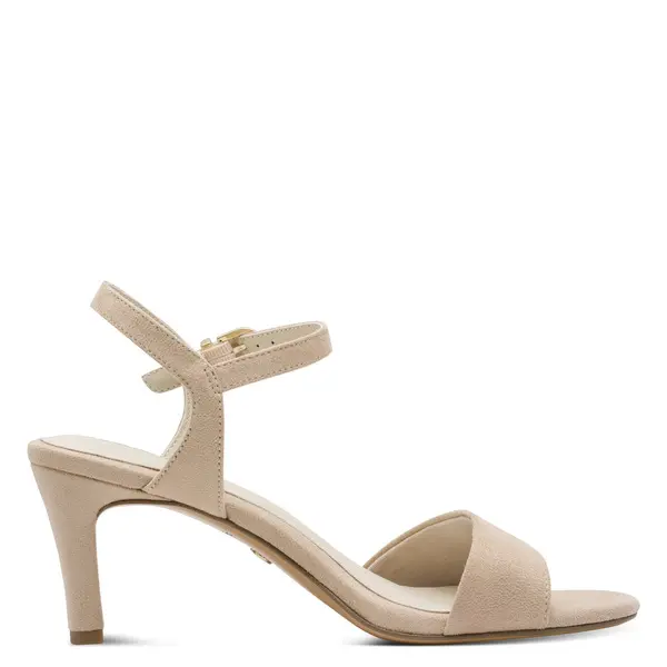 Suede Ankle-Strap Heeled Sandals