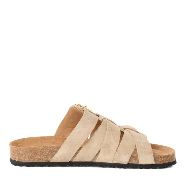 Suede Fisherman-Style Cork Slide