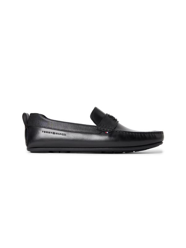 LeatherTexturedHardwareLogoDriverLoafers