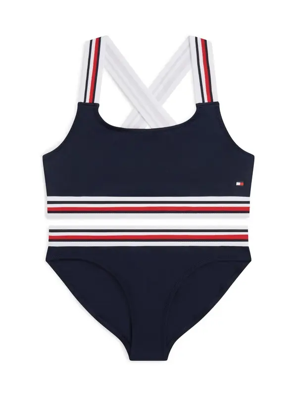 Kids Girls Striped Band Bralette Bikini Swim Set 
