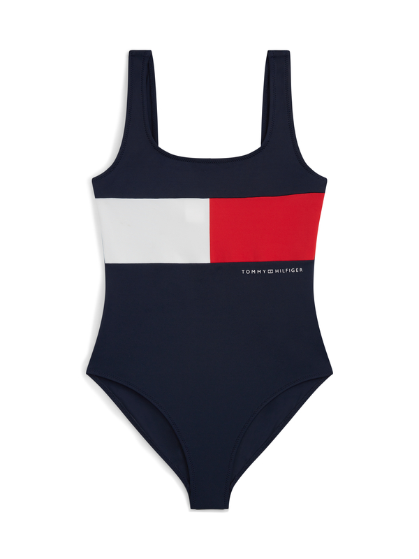 Classic Colour-Blocked Square Neck Swimsuit Image