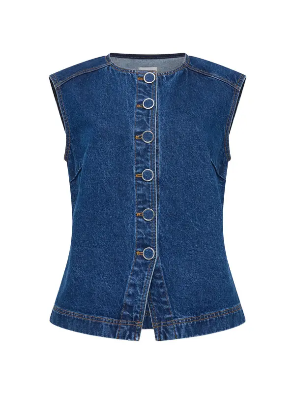 Buttoned Denim Waistcoat