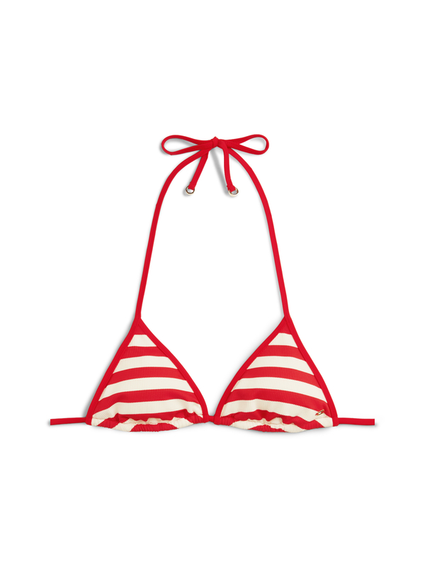 Stripe Ribbed Halterneck Triangle Bikini Top