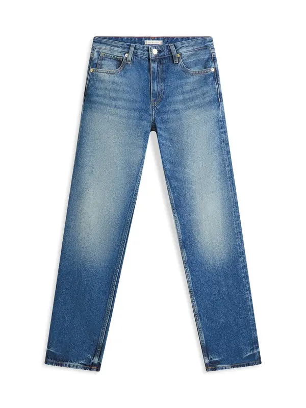Faded Mid Rise Straight Leg Jeans