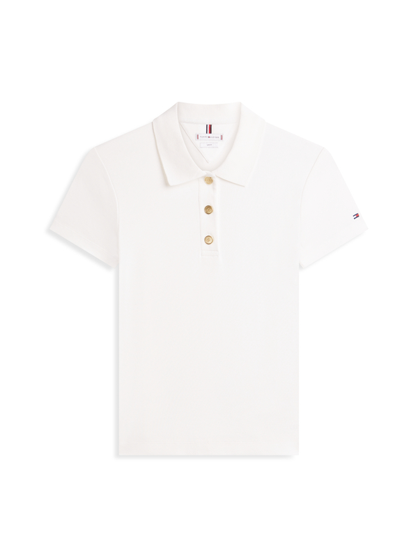 Slim Fit Gold-Tone Button Polo T-shirt
