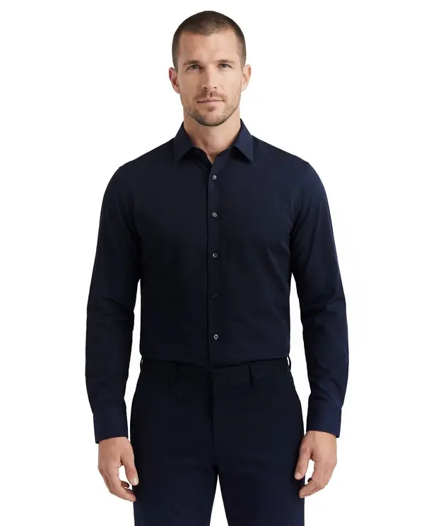 Stretch Slim-Fit Casual Long Sleeve Shirt