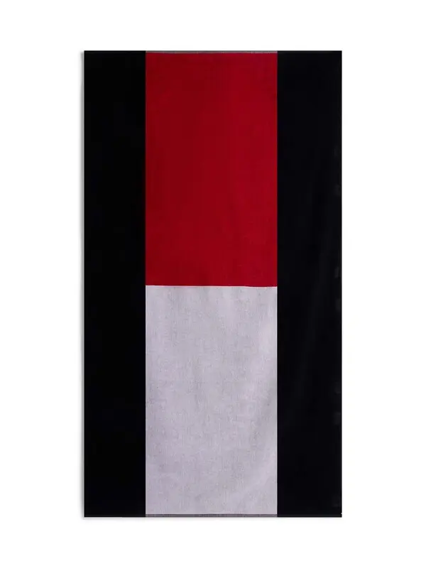 Classic Signature Colour-Blocked Velour Beach Towel Red