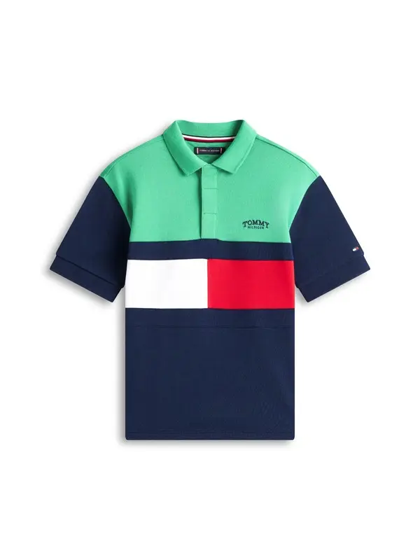 Kids Boys Colour-Blocked Pique Polo T-Shirt