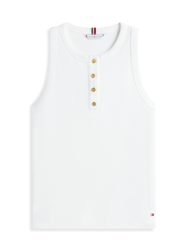 Sleeveless Gold Buttoned Slim Fit Top Image