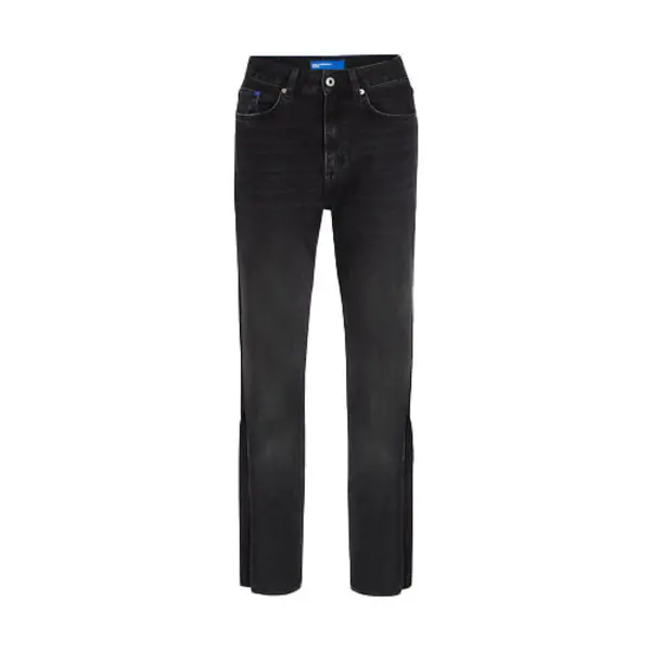 Split-Leg High-rise Straight Jeans