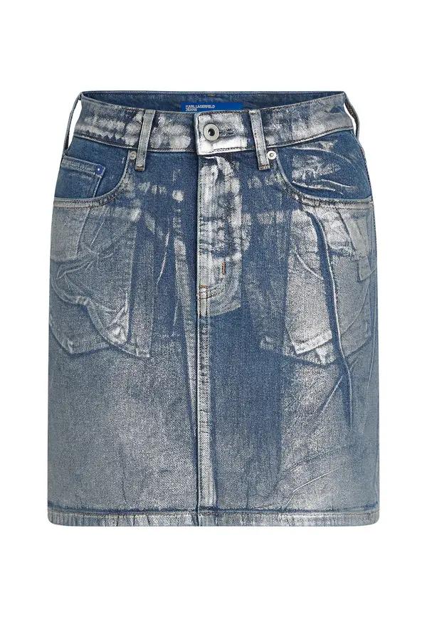 Coated Denim Mini Skirt