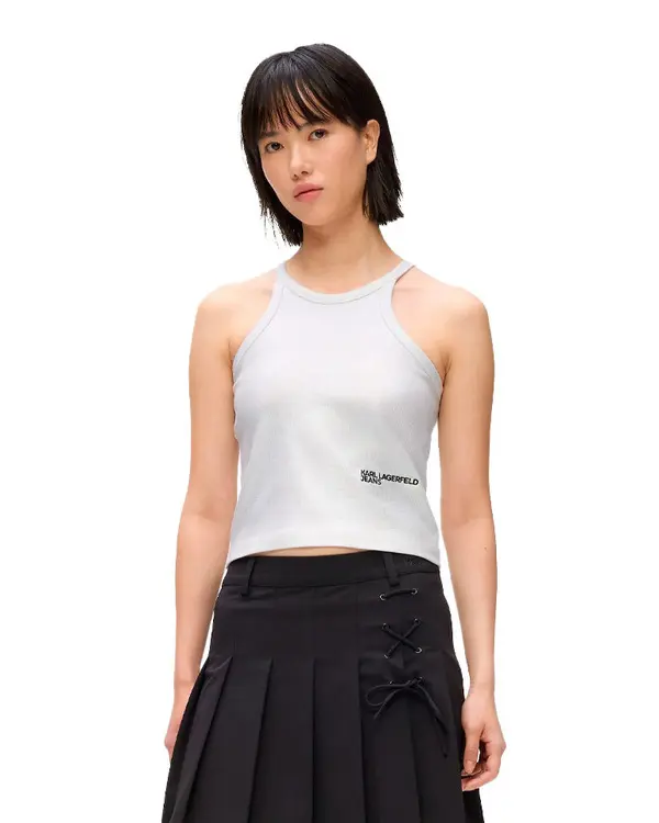 Sleeveless T-Shirt in Waxed Finish