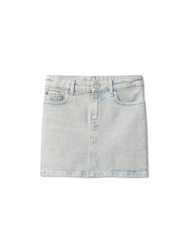 Kids Girls High Rise Light Wash Denim Mini Skirt
