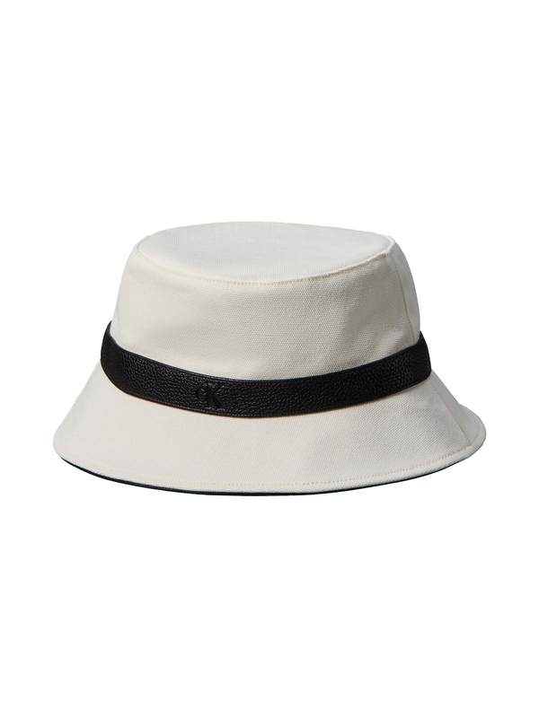 Canvas Bucket Hat with Leather Trim