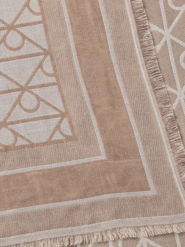 Monogram Lightweight Scarf with Striped Border Detail
