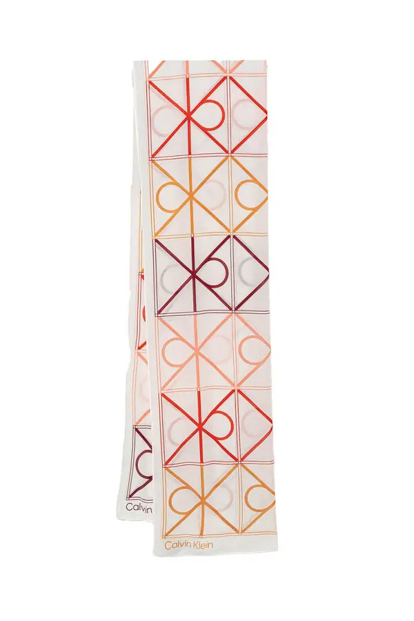 Scarf with Orange and Red Monogram Print