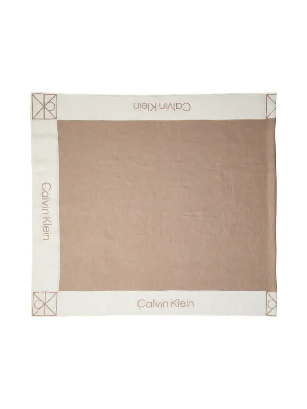 Logo Border Linen-Blend Scarf