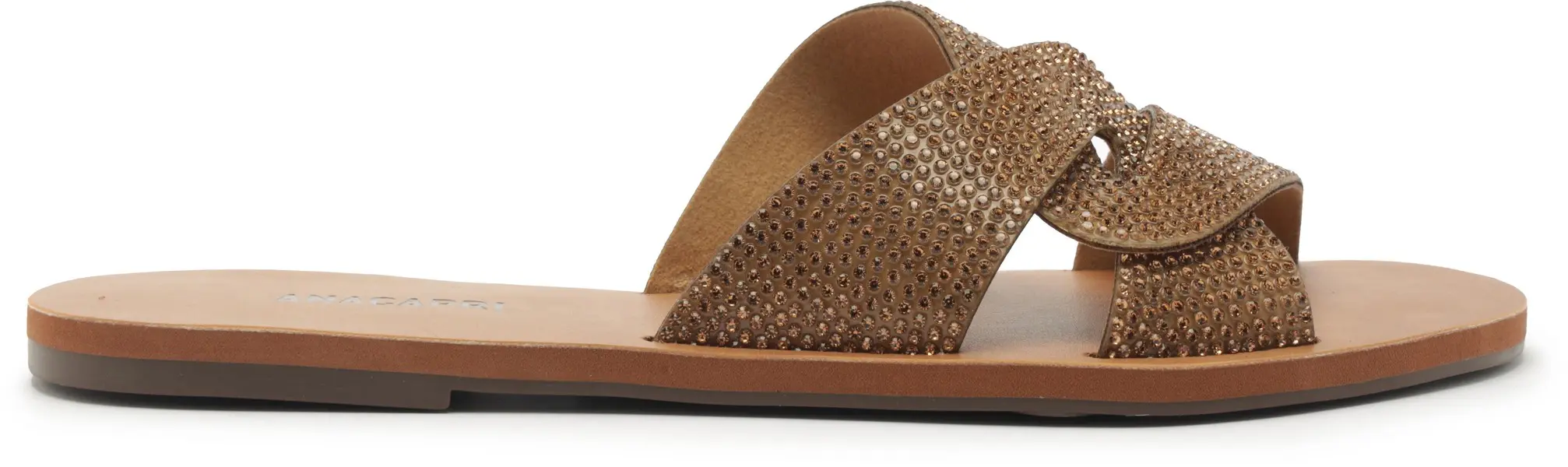 Bronze Crystal Embellished Criss-Cross Slipper Image