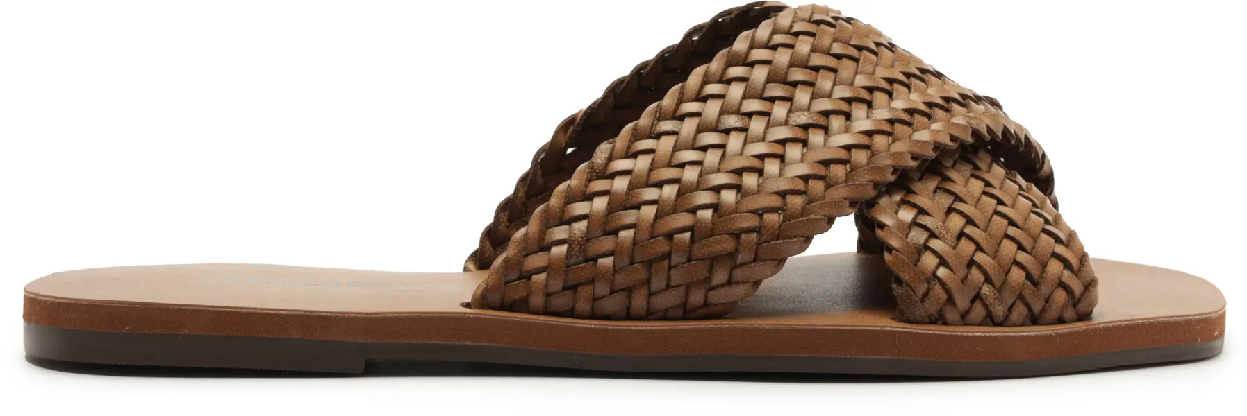 Brown Braided Strappy Flat Slipper Image