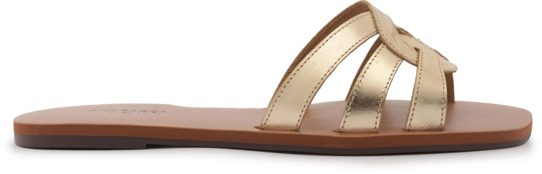 Gold Leather Designed Strappy Slipper Image