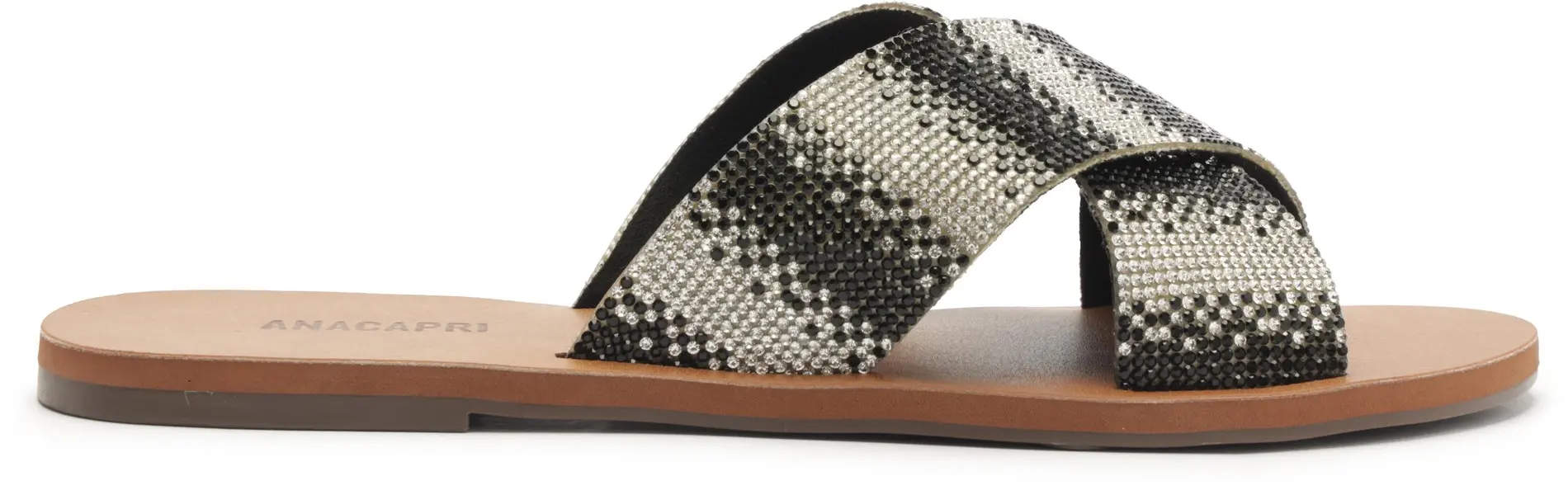 Snake-Print Crystal Embellished Criss-Cross Slipper Image