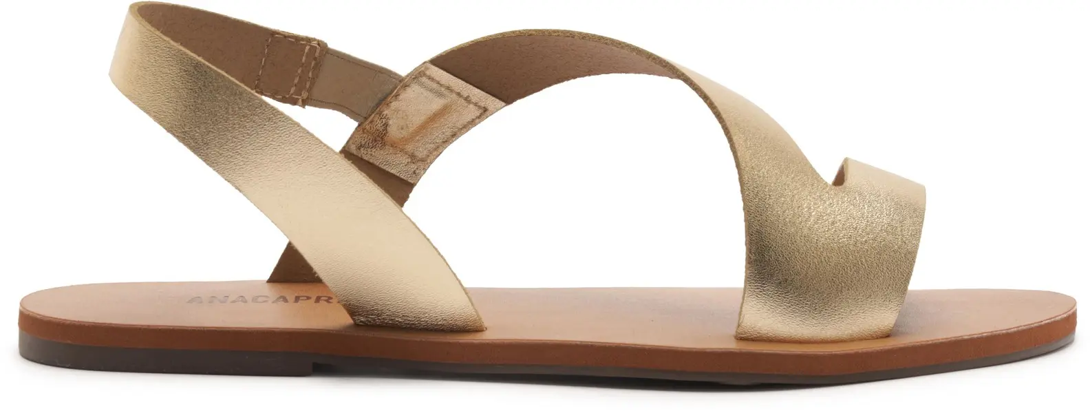 Monochrome Curved Straps Metallic Leather Sandals Image