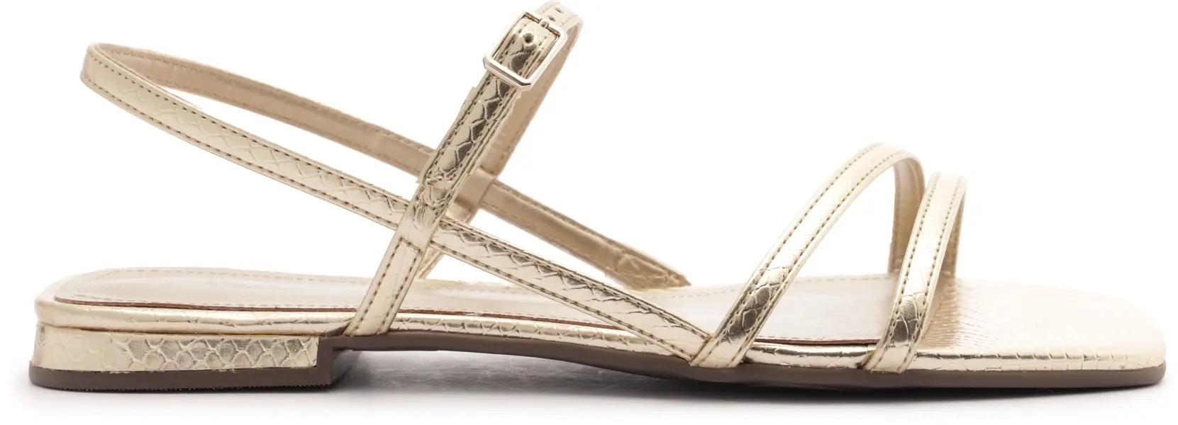 Gold Leather Strappy Flat Sandal Image