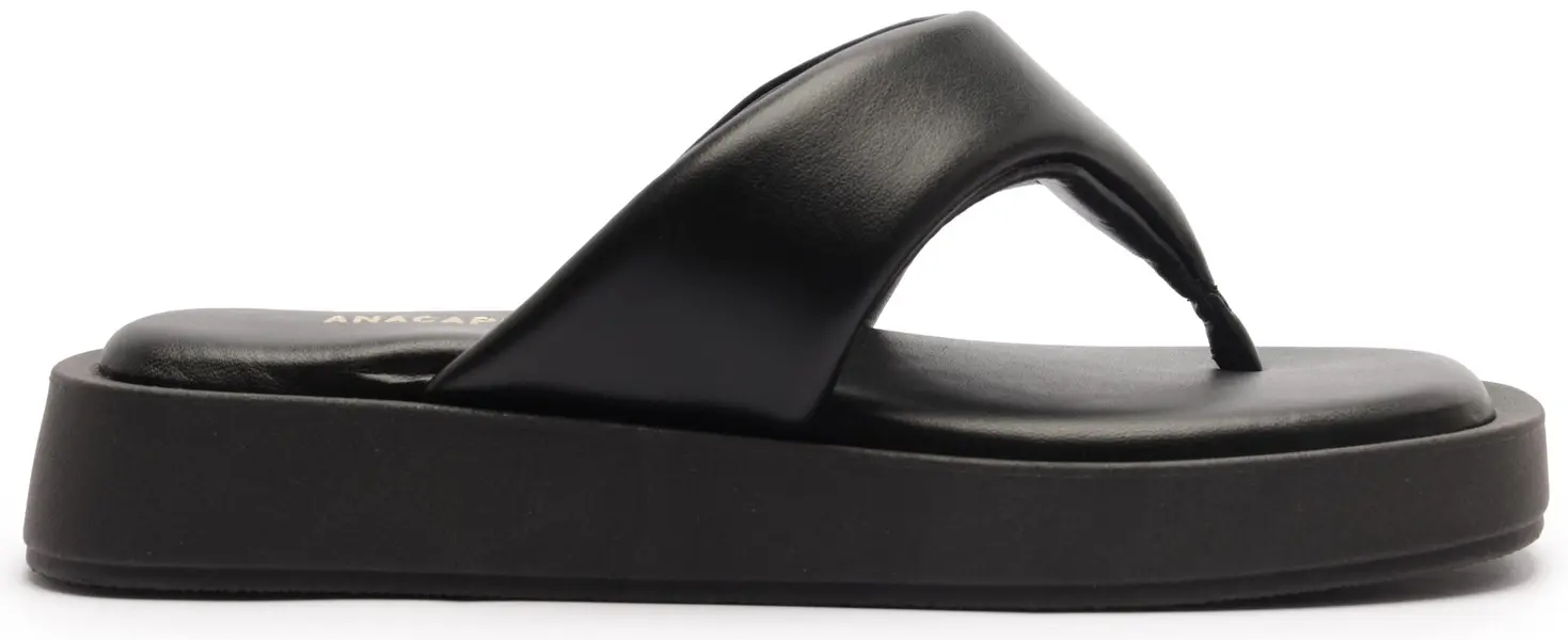 Black Padded Flatform Thong Slipper Image