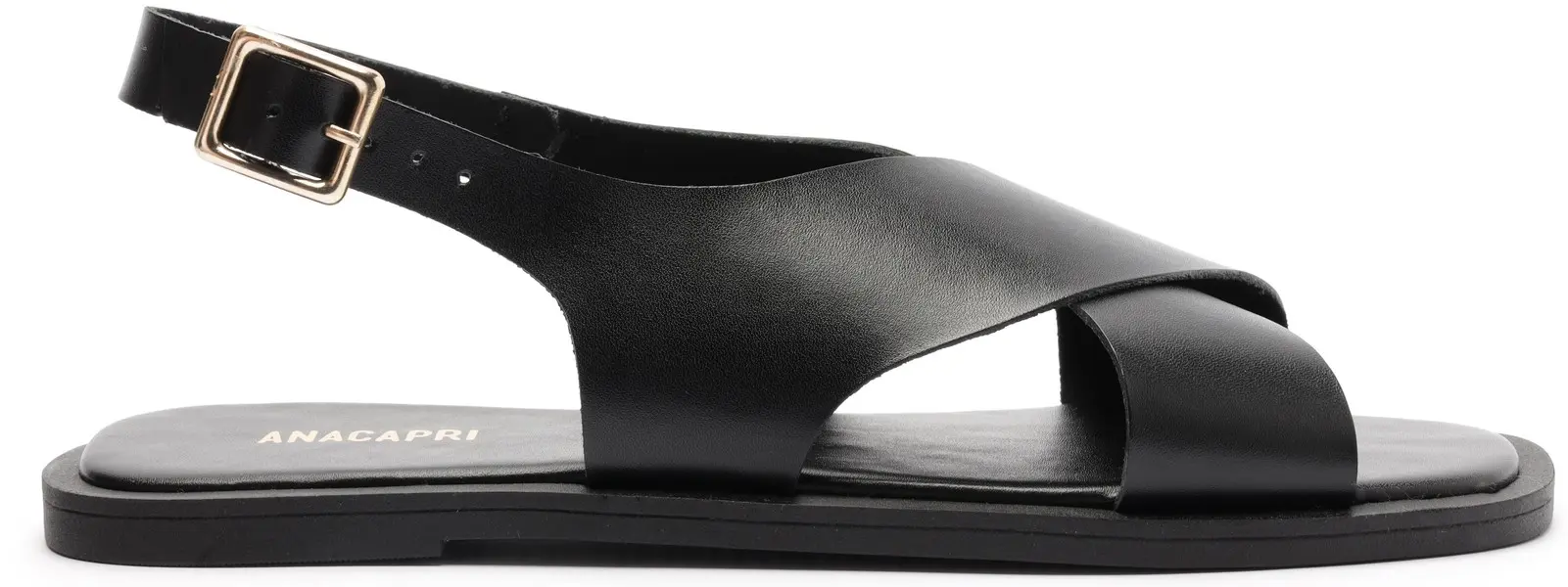 Black Soft Leather Criss-Cross Slingback Sandal Image