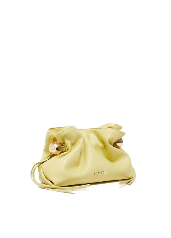 Ruched Leather Chain Crossbody Bag