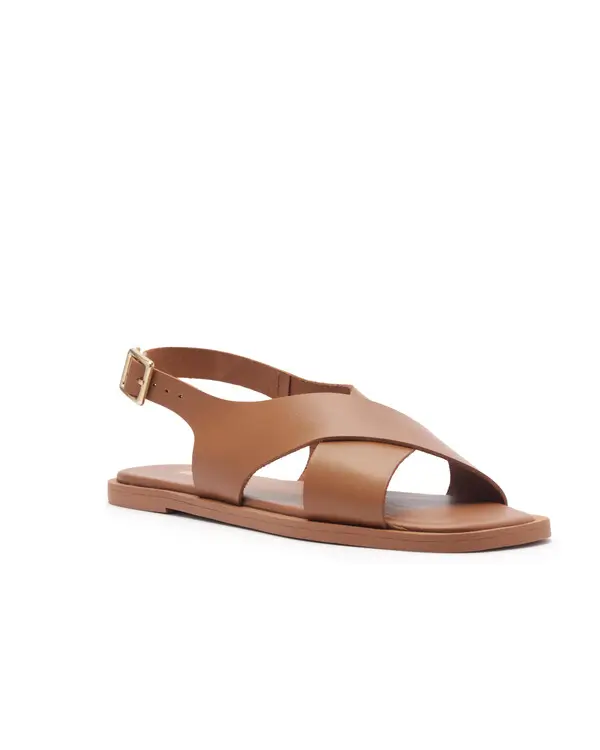 Brown Soft Leather Criss-Cross Slingback Sandal Image