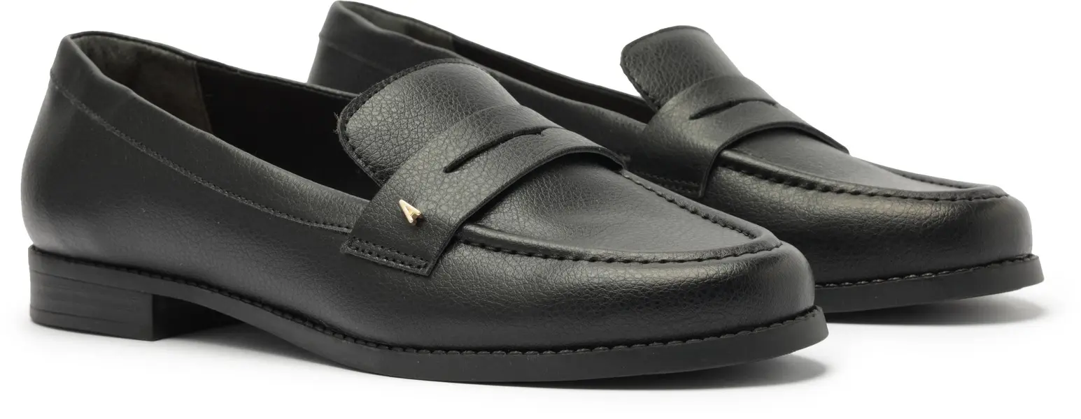 Black Leather Classic Penny Loafer Image