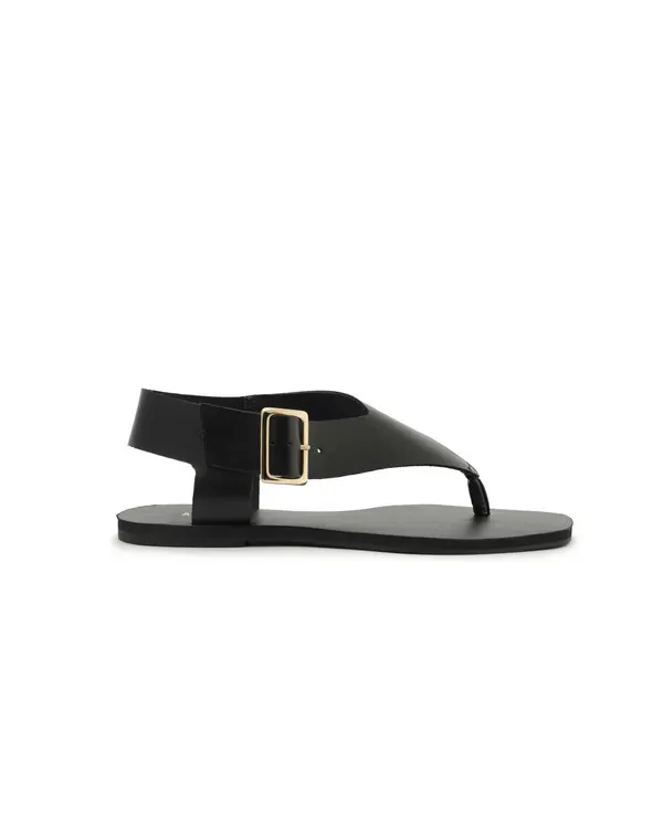 Leather Slim Flat Sandal with Buckle Image