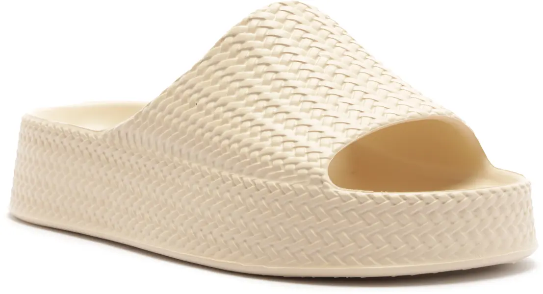 White Braided Flatform Slide with Strap Image