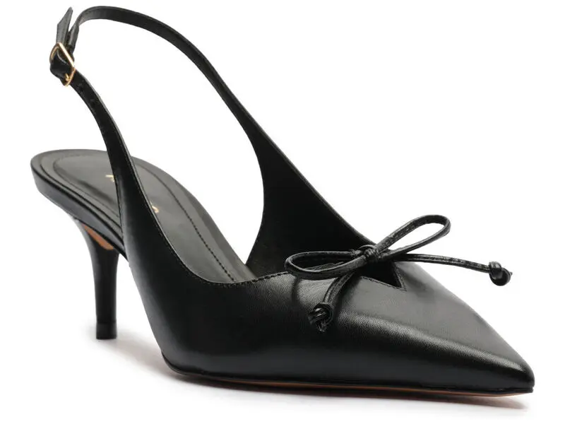 Leather Bow-Accent Slingback Pointed Toe Pump
